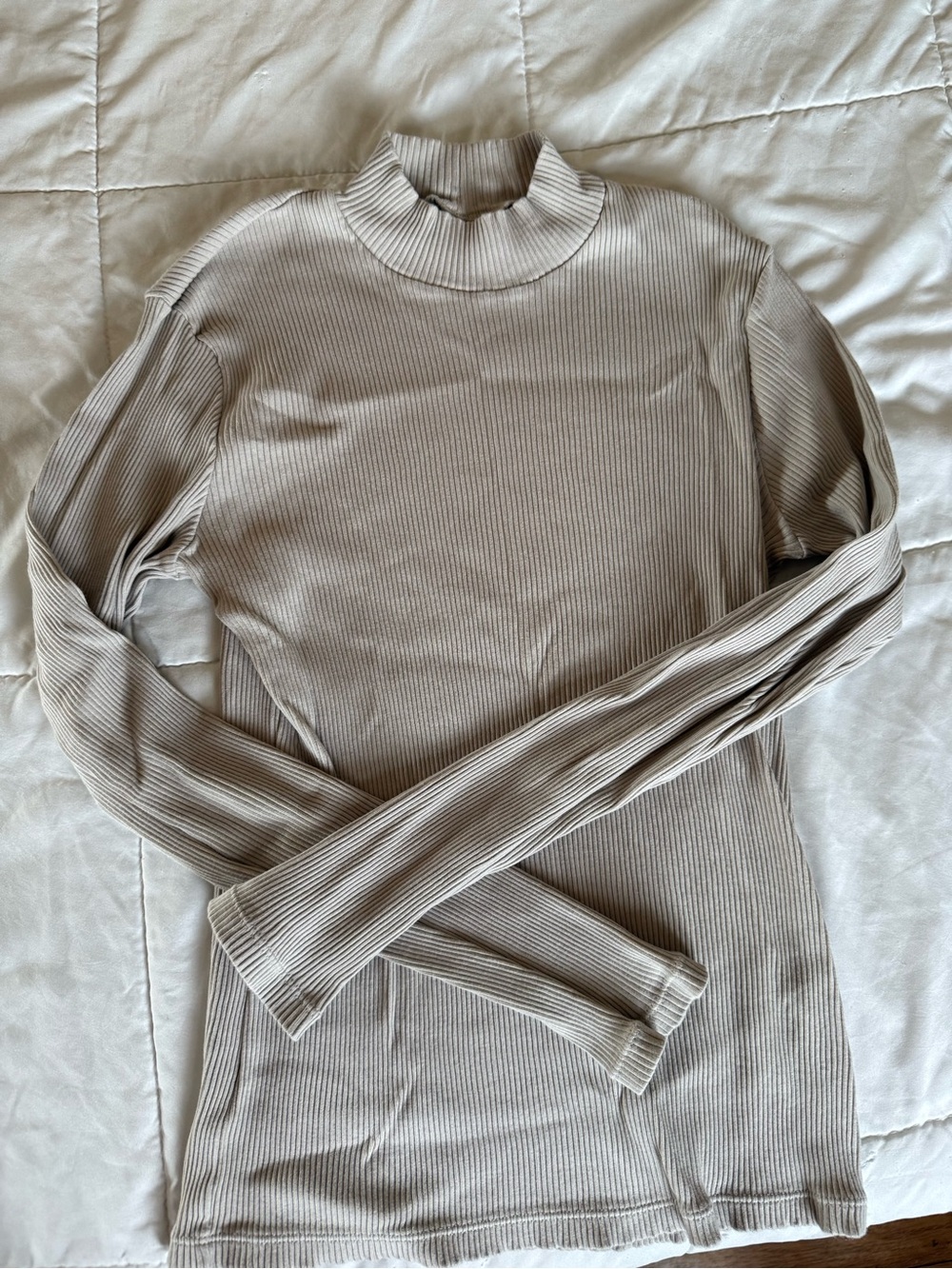 Uniqlo Ribbed Mock Neck Sweater - Light Taupe